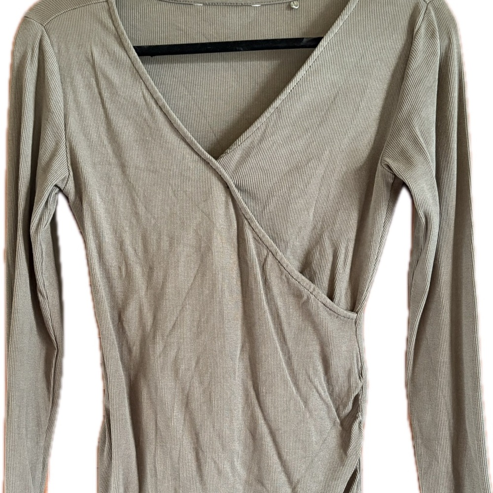 Noppies olive green maternity Long Sleeve Wrap Top XS